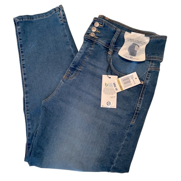 CURVE APPEAL High Rise Cropped Jeans Size 14 **NEW** - Picture 1 of 7